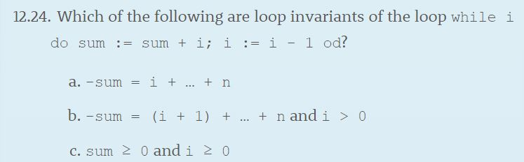 Solved 12.24. Which of the following are loop invariants of | Chegg.com
