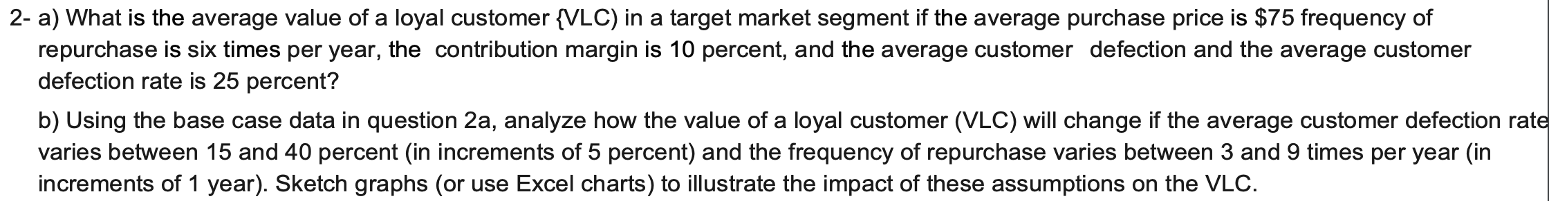 Solved 2- a) What is the average value of a loyal customer | Chegg.com
