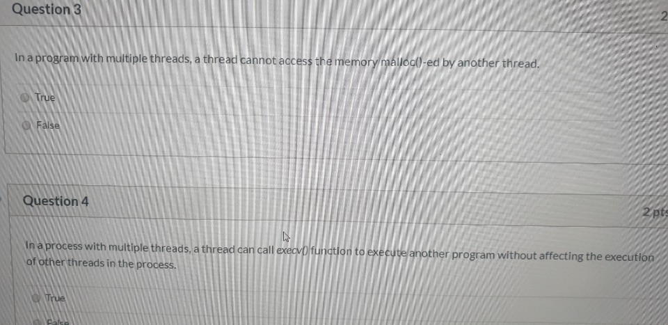 Solved Question 3 In a program with multiple threads, a | Chegg.com