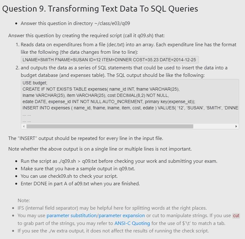 Solved Question 9. Transforming Text Data To SQL Queries - | Chegg.com