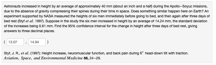 Solved Astronauts increased in height by an average of Chegg