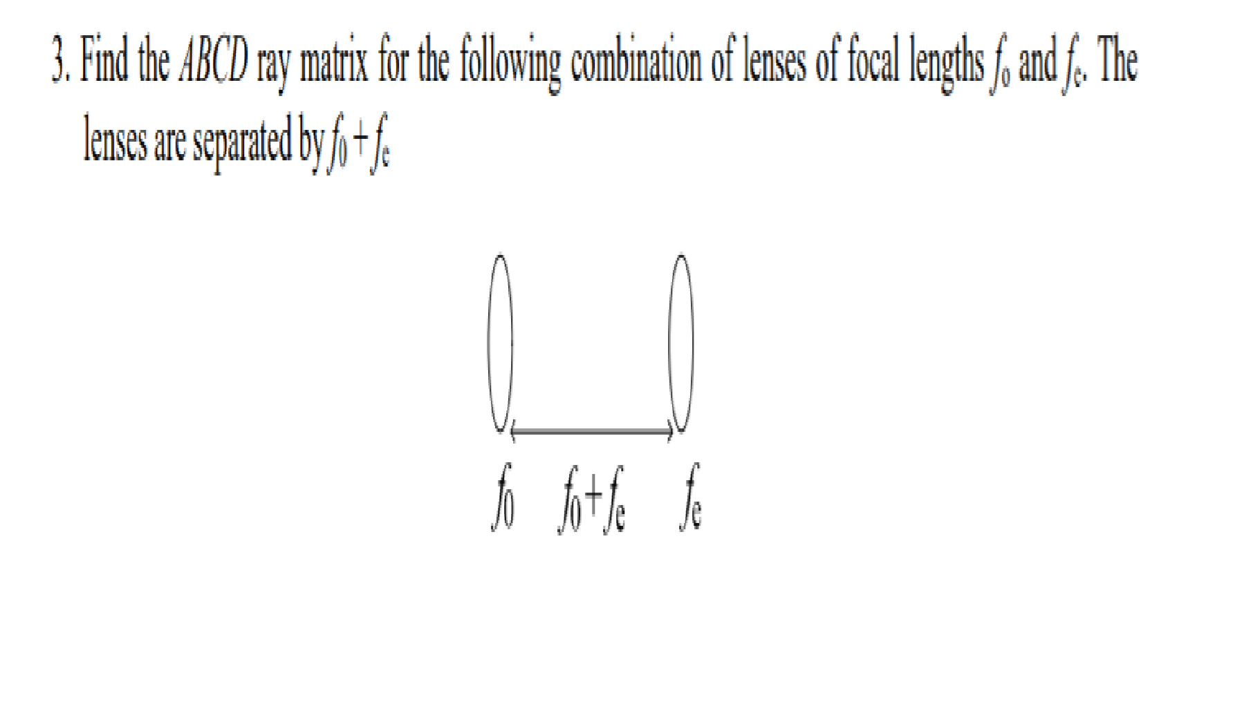 Solved 3. Find the ABCD ray matrix for the following | Chegg.com