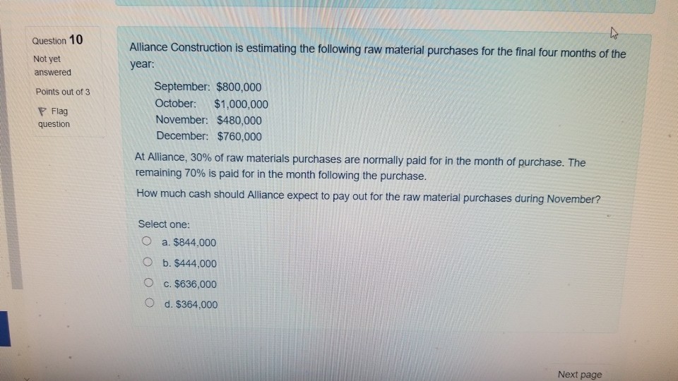 Solved Question 10 Alliance Construction is estimating the