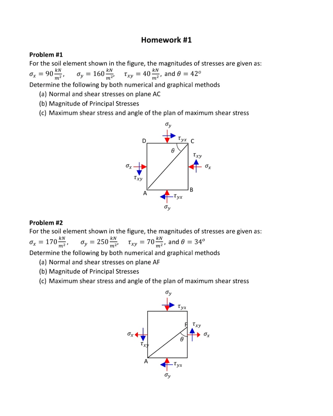 Problem \#1 For The Soil Element Shown In The Figure, | Chegg.com