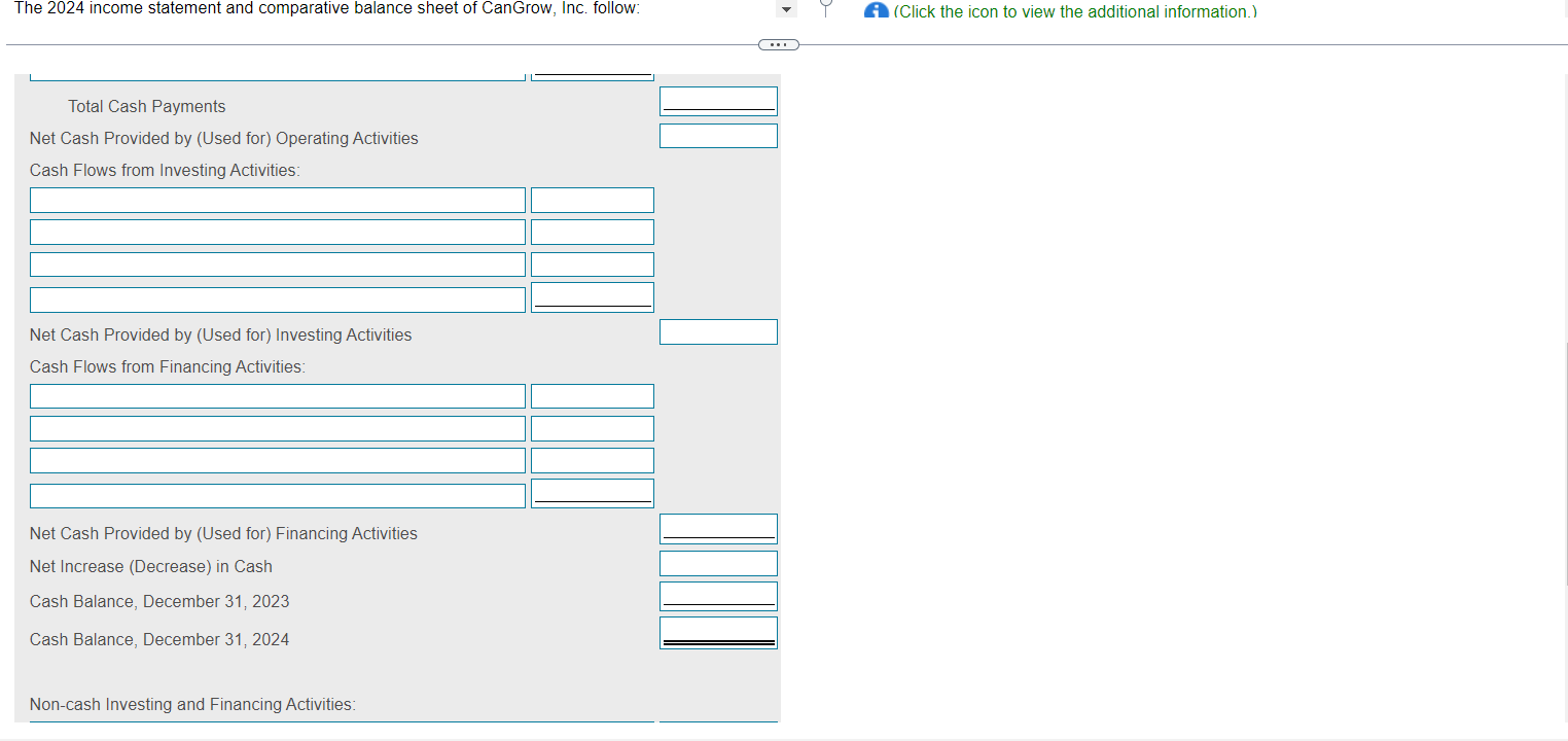 Solved The 2024 Income Statement And Comparative Balance Chegg Com   Php8LyX0T