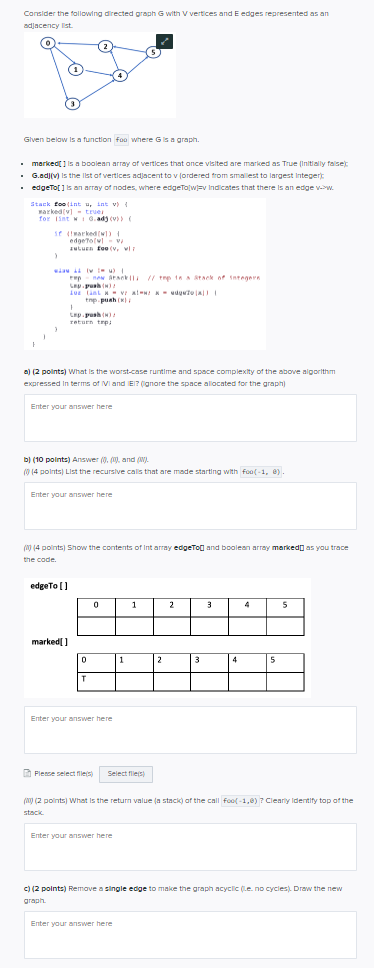 Solved Consider the following directed graph G with V | Chegg.com
