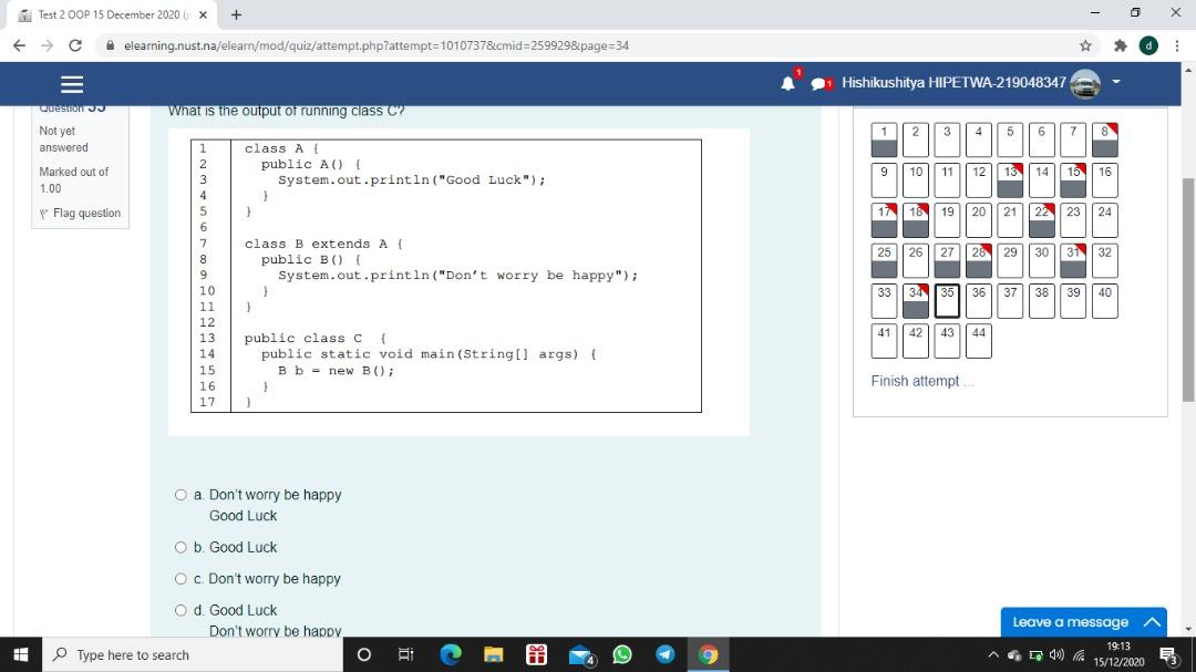 Solved Test 2 OOP 15 December 2020 X + х + → C | Chegg.com