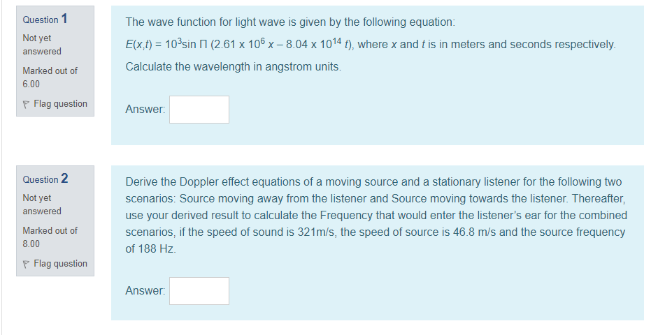 Solved Question 1 Not yet answered Marked out of The wave | Chegg.com
