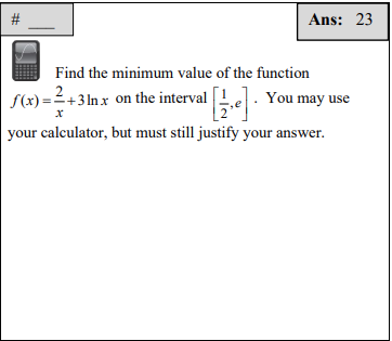 Solved Find the minimum value of the function f(x)=x2+3lnx | Chegg.com