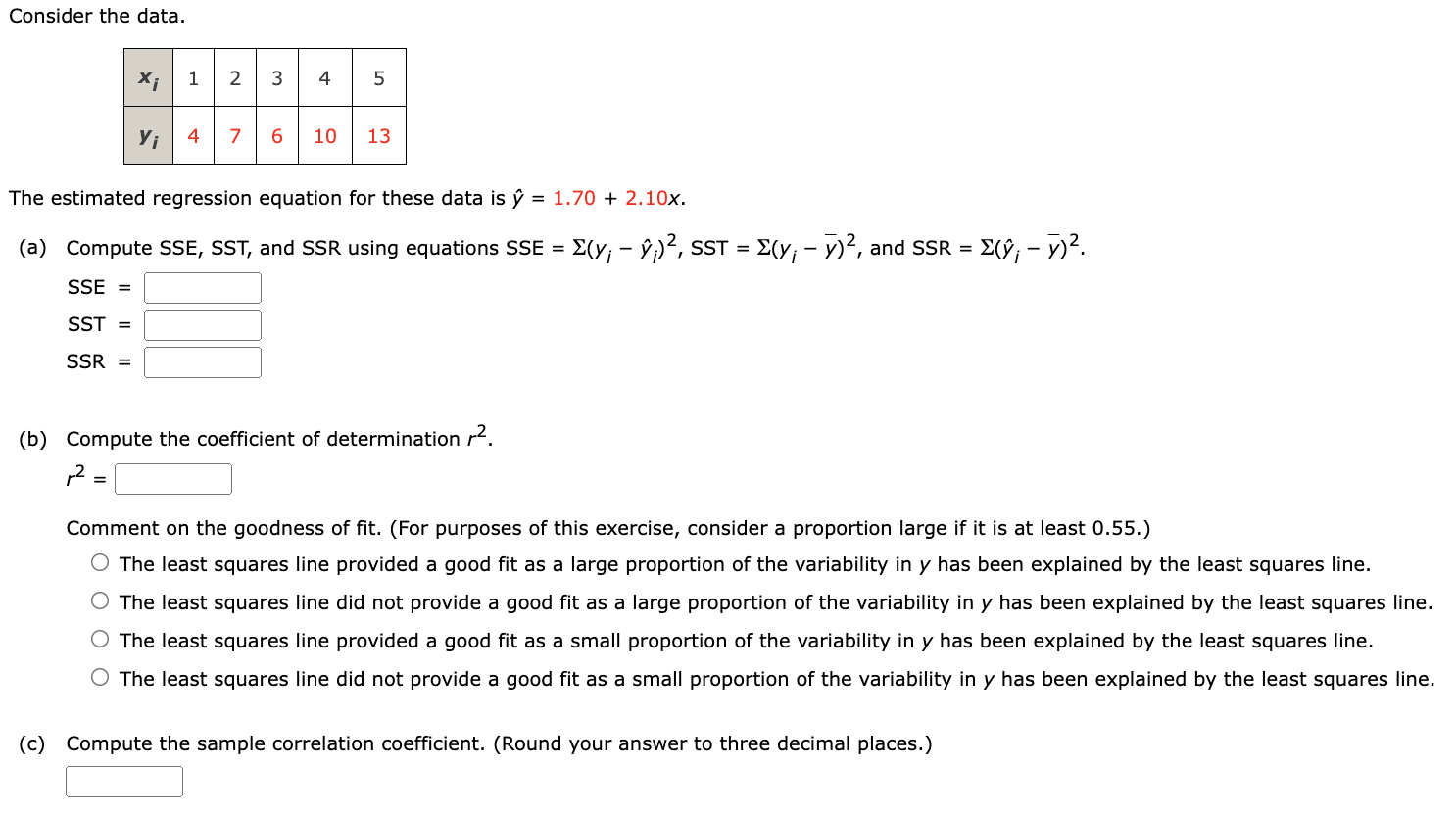 solved-the-estimated-regression-equation-for-these-data-is-chegg