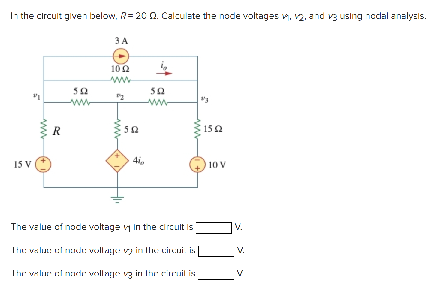Solved In the circuit given below, R= 20 12. Calculate the | Chegg.com
