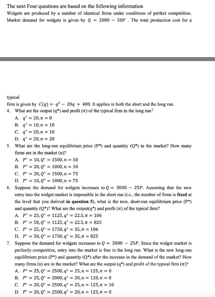 Solved The next Four questions are based on the following | Chegg.com