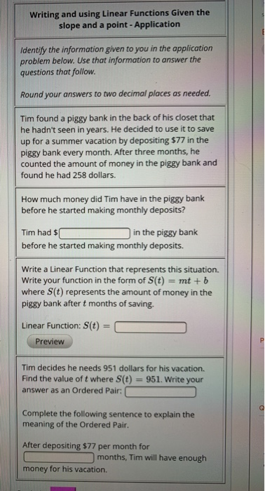 Solved Writing and using Linear Functions Given the slope | Chegg.com