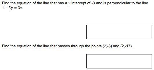 find the equation of a line with y intercept and perpendicular