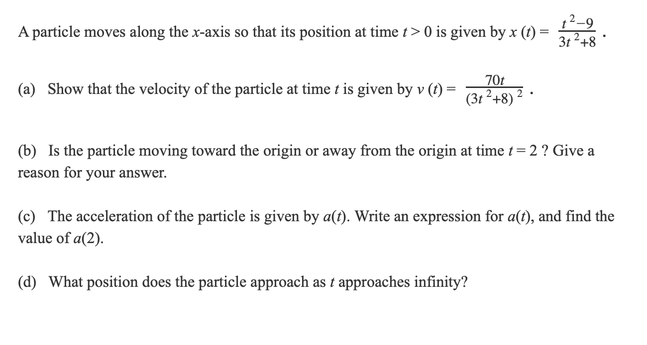 solved-a-particle-moves-along-the-x-axis-so-that-its-chegg