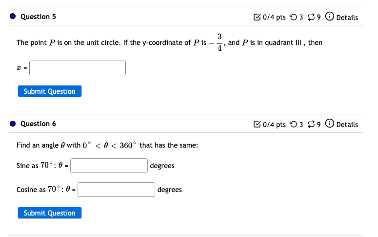 Solved The point P is on the unit circle. If the | Chegg.com