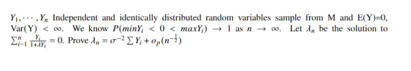 Y1,⋯,Yn Independent and identically distributed | Chegg.com