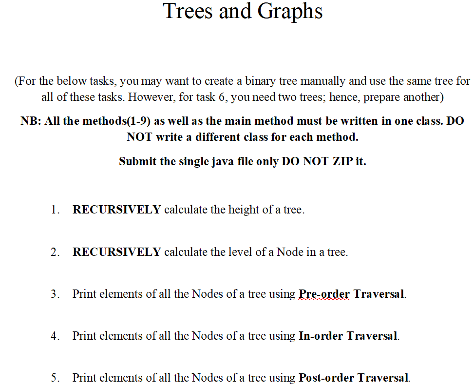 Solved Trees and Graphs (For the below tasks, you may want | Chegg.com
