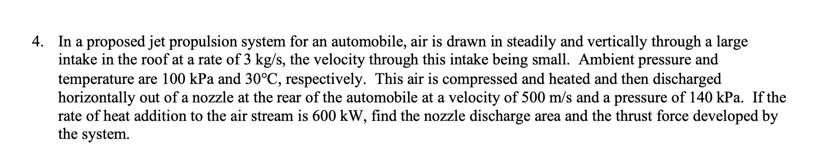 Solved 4. In a proposed jet propulsion system for an | Chegg.com