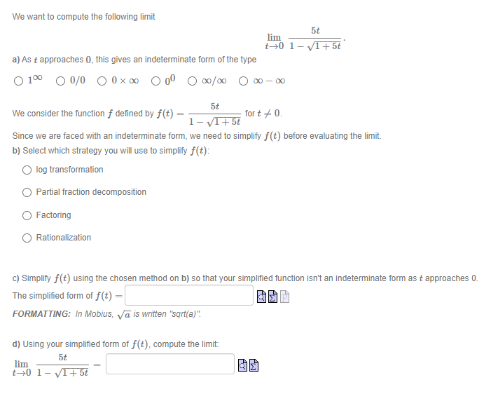 Solved We Want To Compute The Following Limit | Chegg.com