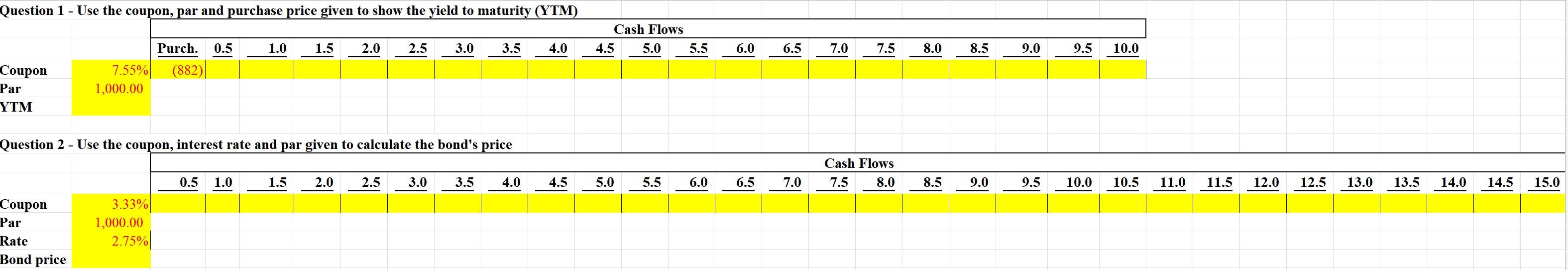 Solved Using excel formulas and the info given, solve to | Chegg.com