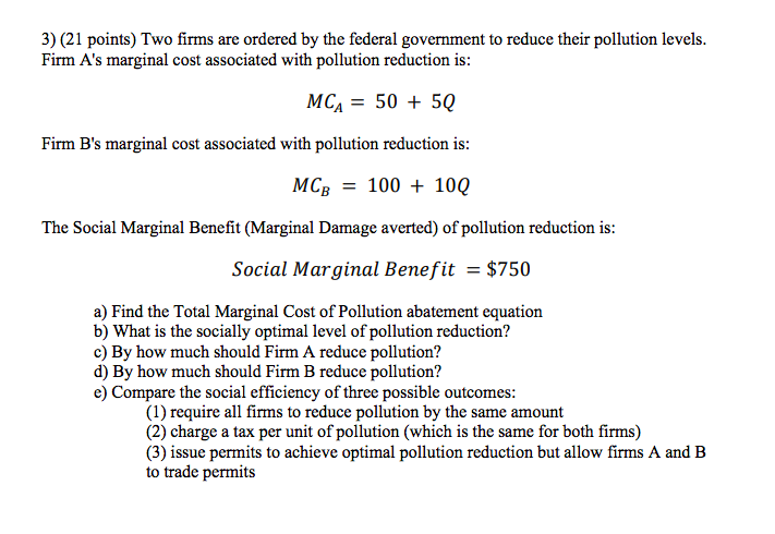 Solved 3) (21 Points) Two Firms Are Ordered By The Federal | Chegg.com