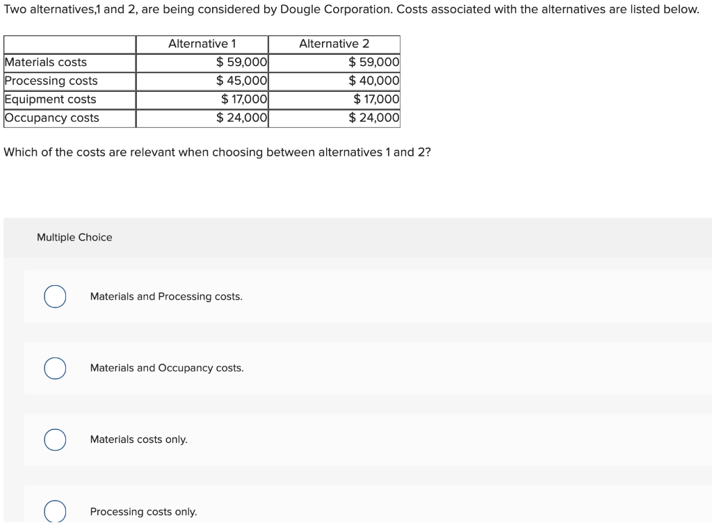 Solved Two Alternatives,1 And 2, Are Being Considered By | Chegg.com