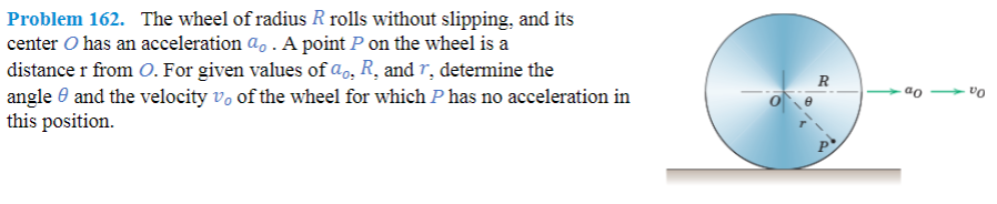 Solved Problem 162. The wheel of radius R rolls without | Chegg.com
