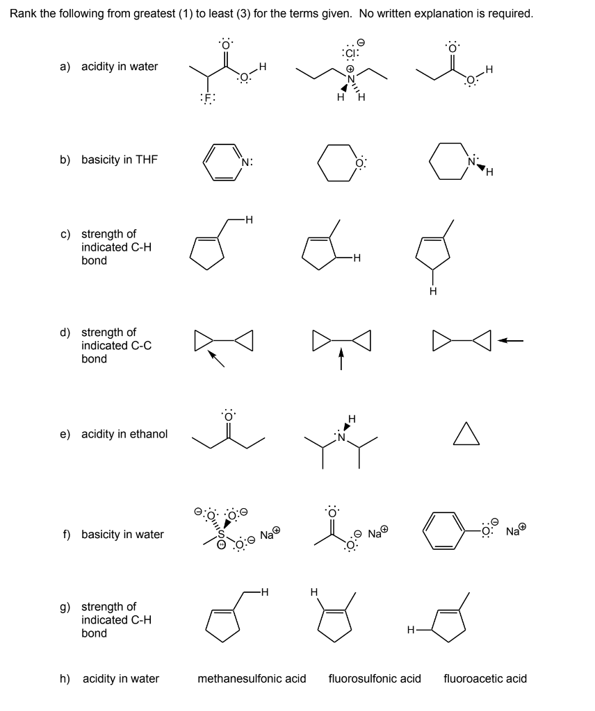 Solved Rank the following from greatest (1) to least (3) for | Chegg.com