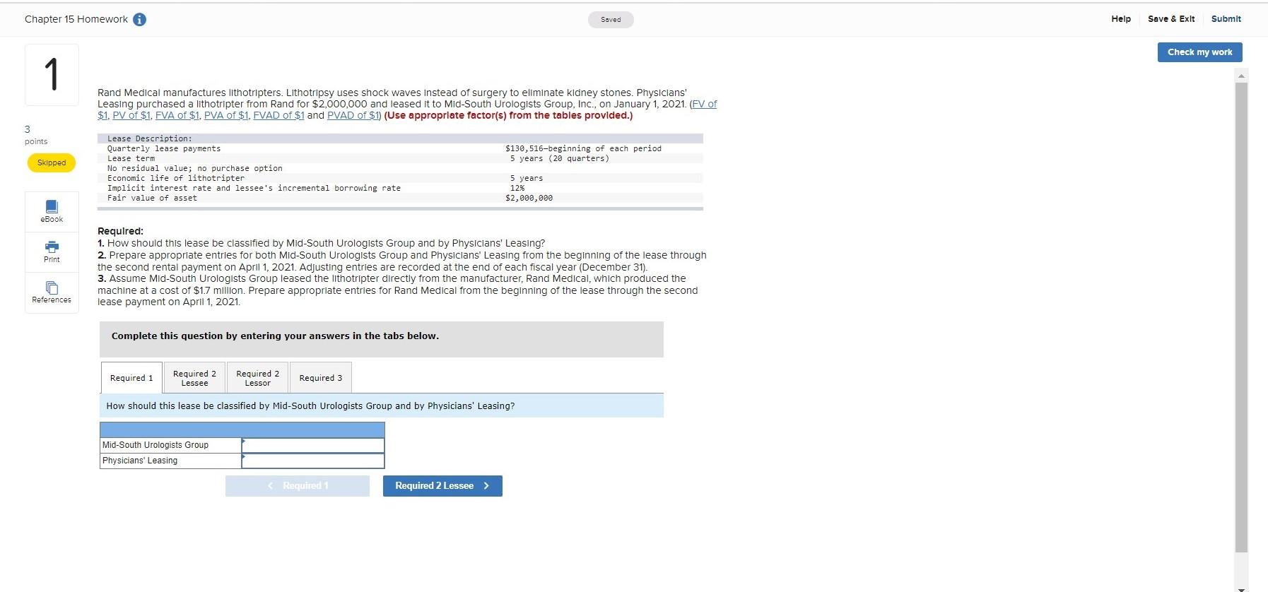 Solved Chapter 15 Homework i Saved Help Save & Exit Submit | Chegg.com