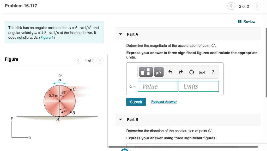 Solved Problem 16.117 2 of 2 Review The disk has an angular | Chegg.com