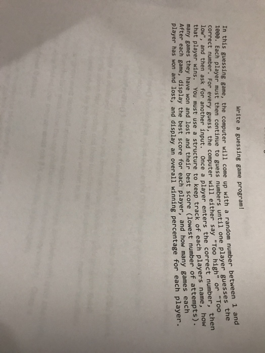 Solved write a guessing game program guessing game, the | Chegg.com