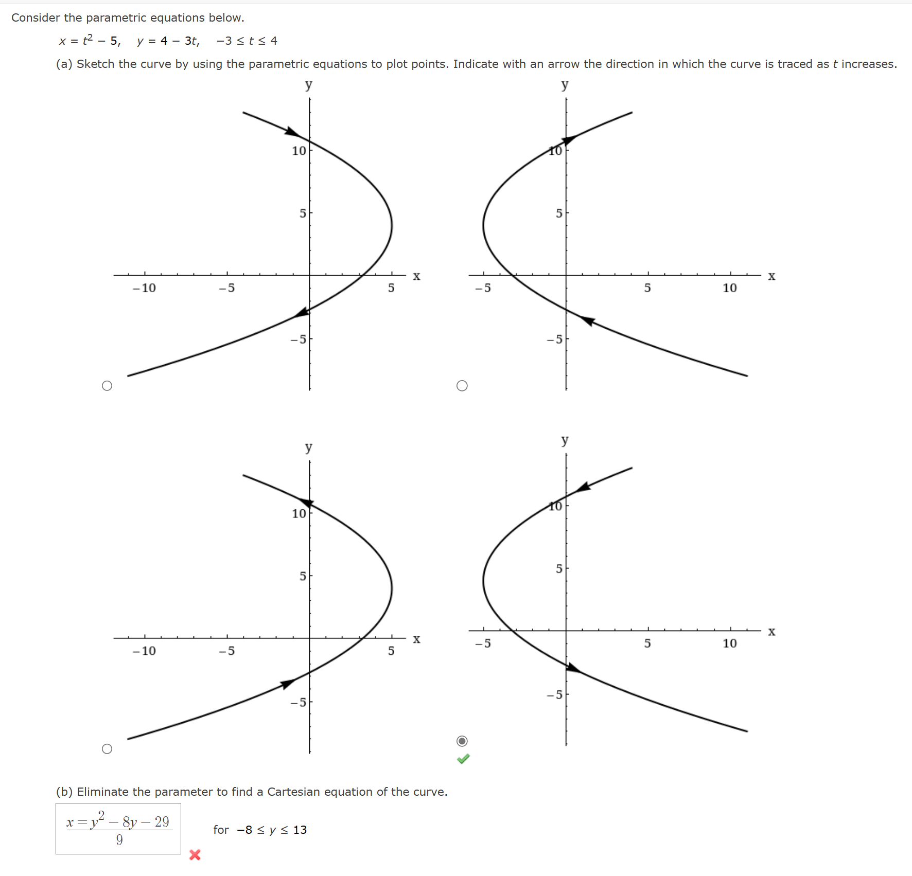 Solved Consider the parametric equations | Chegg.com
