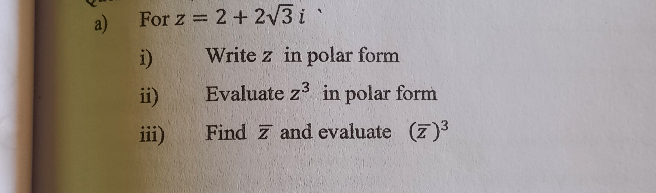 write z √ 3 i in polar form