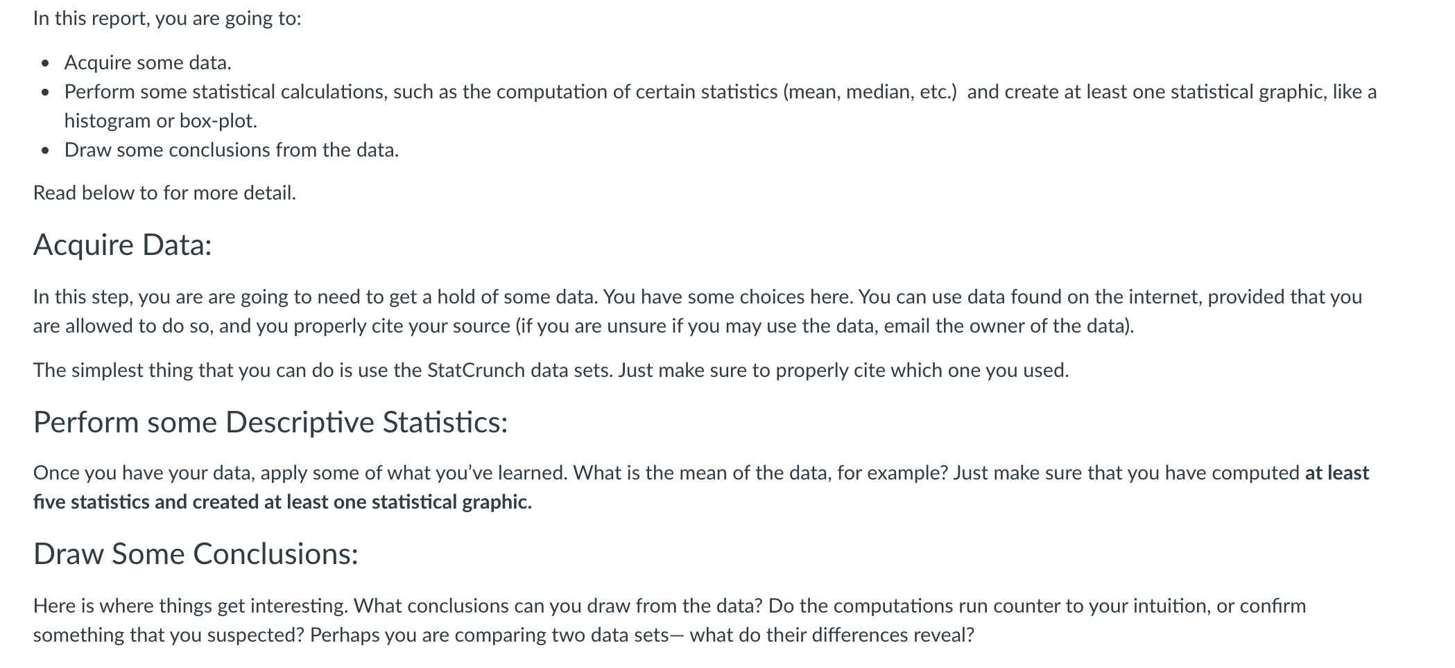 Solved In this report, you are going to: Acquire some data. | Chegg.com