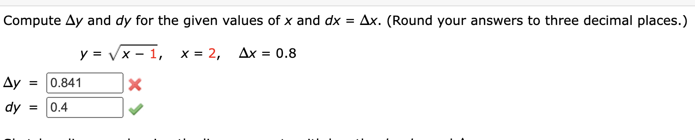 [solved] Compute Y And Dy For The Given Values Of X And Dx