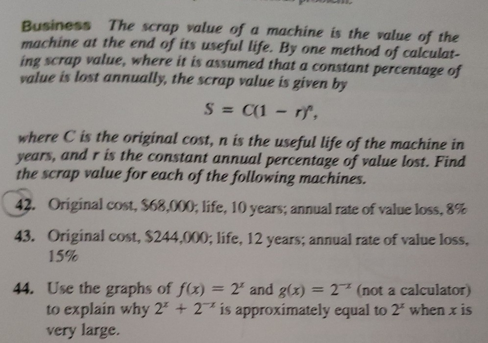 Machine Scrap Rate Solved Business The scrap value of a machine is the value of | Chegg.com