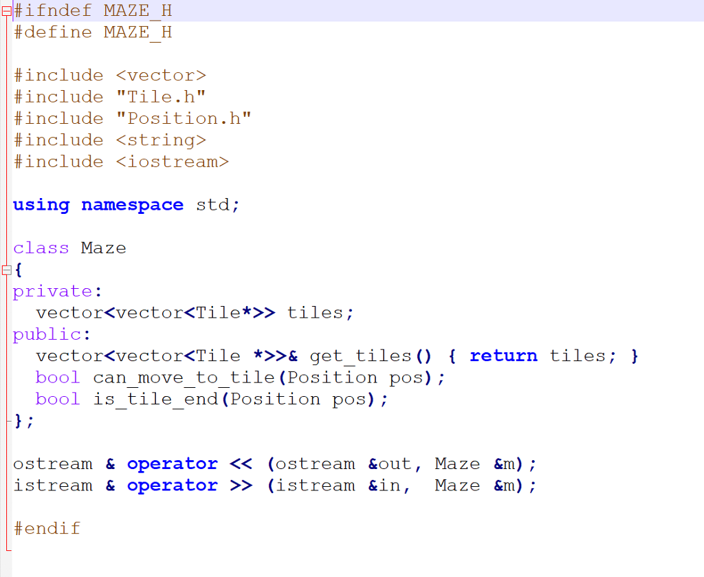 Implement the maze game in C++ 1. The purpose of | Chegg.com