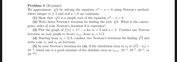 Solved Problem 3 (20 points) We approximate va by solving | Chegg.com