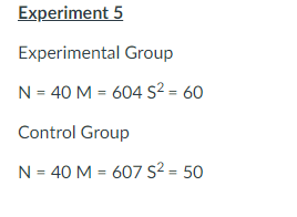 Solved For each of the following six experiments decide if | Chegg.com