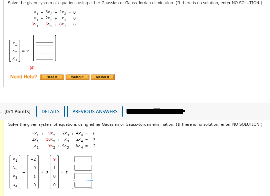 Solved Solve the given system of equations using either | Chegg.com