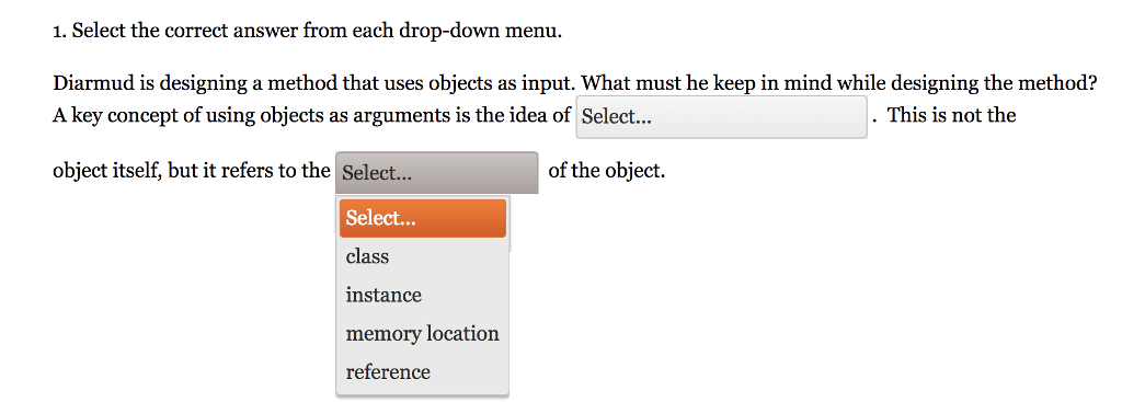 Solved 1. Select the correct answer from each drop-down | Chegg.com