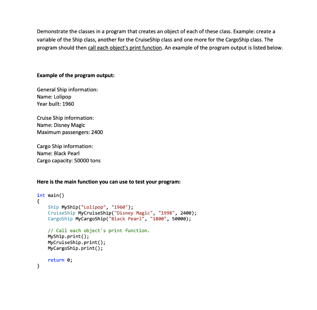 Solved Demonstrate the classes in a program that creates an | Chegg.com
