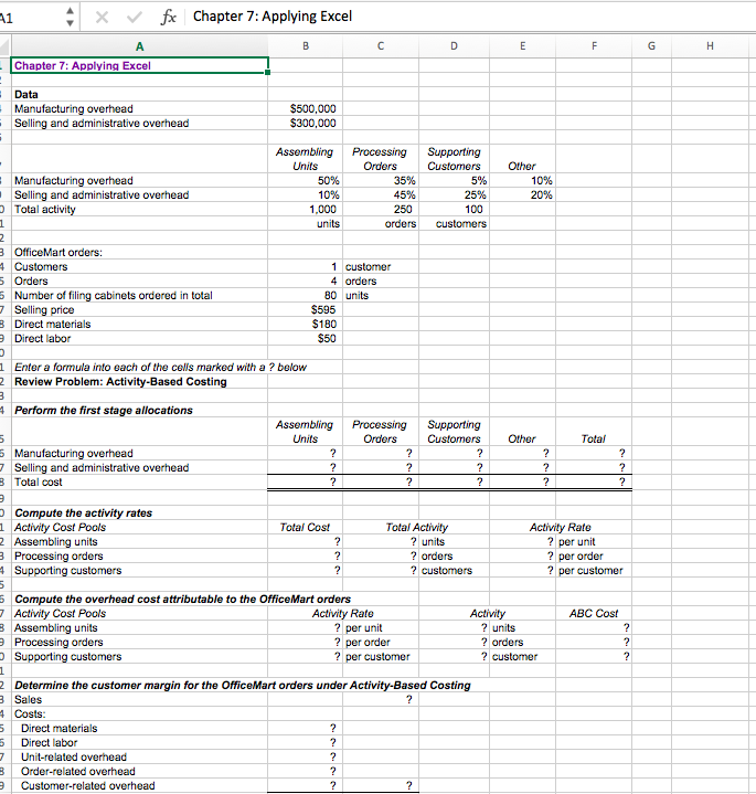 x V fic Chapter 7: Applying Excel Chapter 7: Applying | Chegg.com