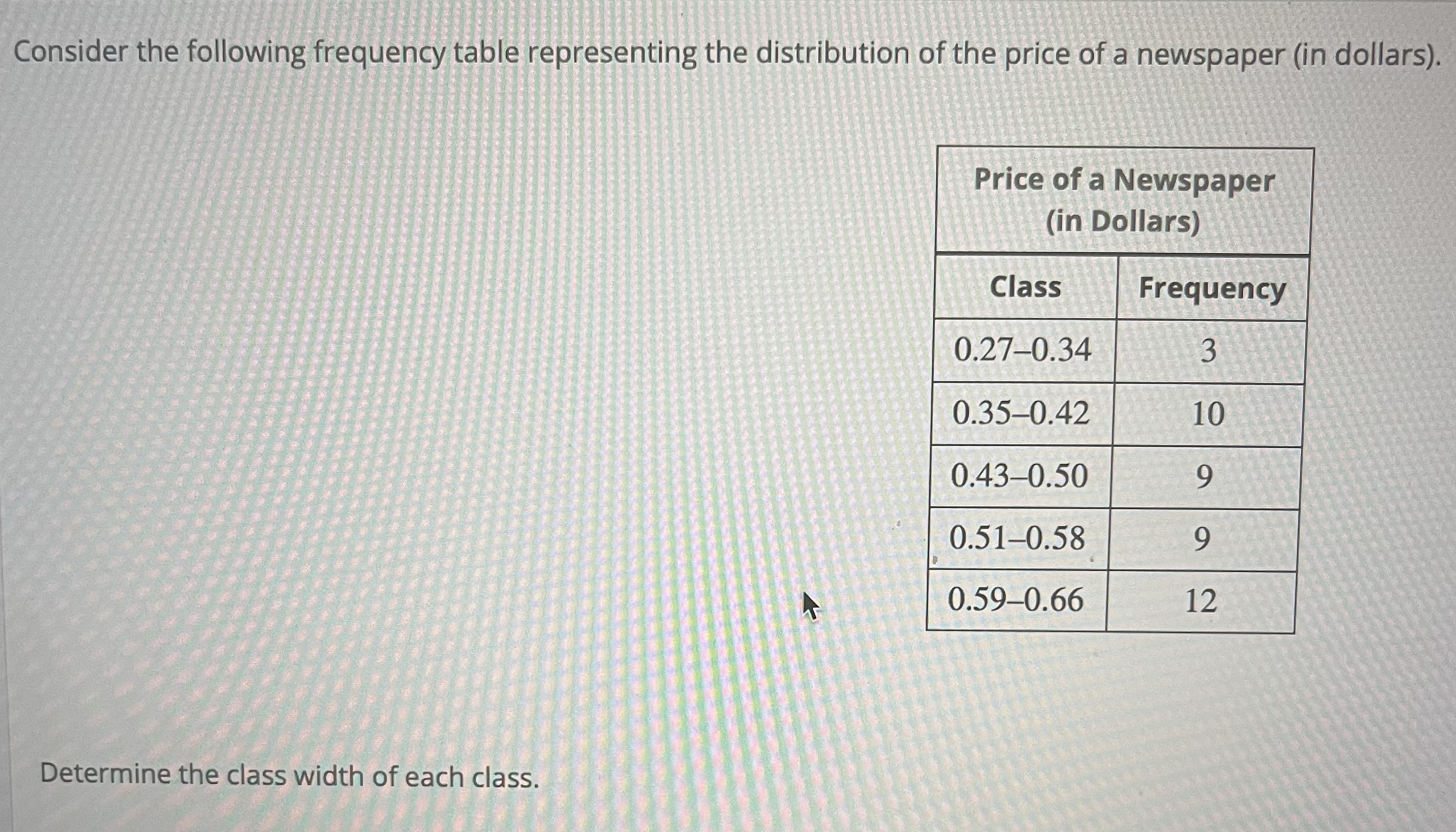 Solved Consider the following frequency table representing | Chegg.com