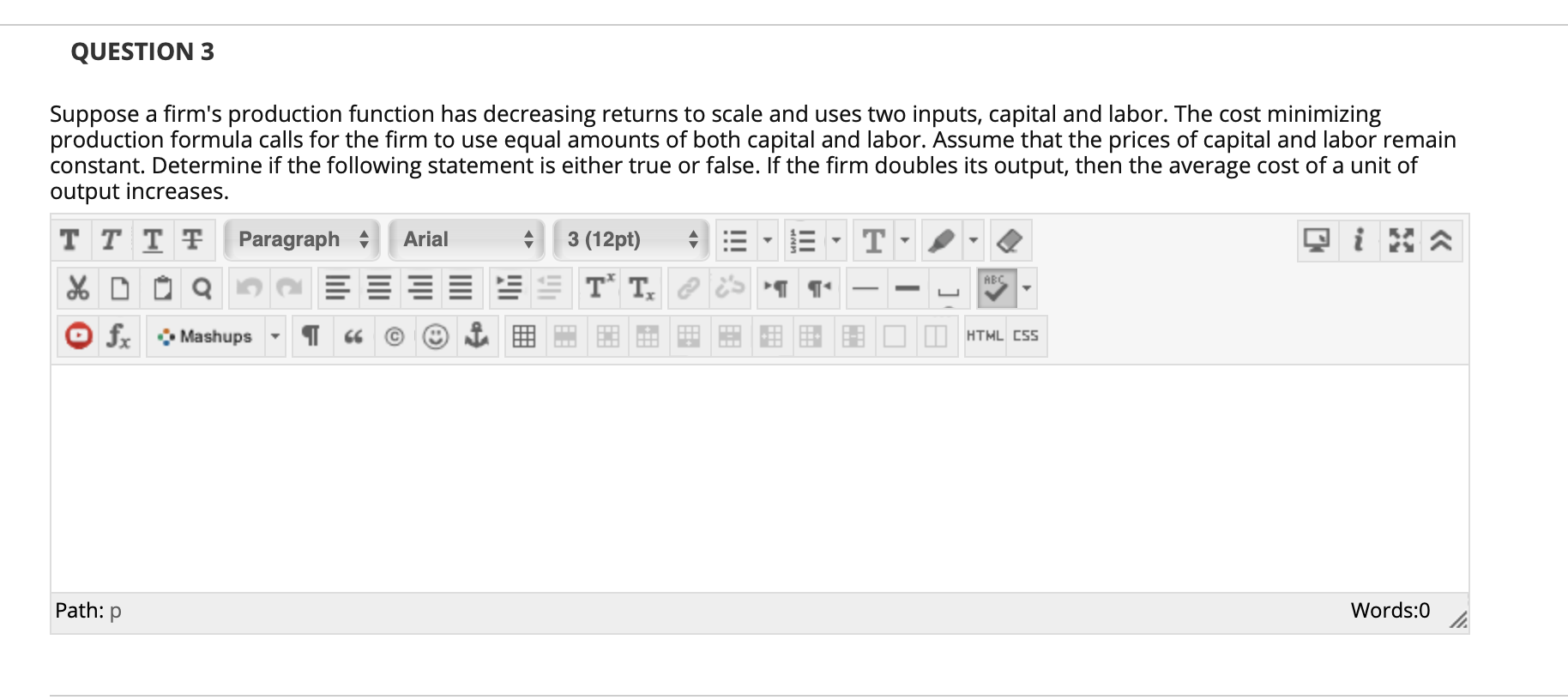 Solved QUESTION 3 Suppose a firm's production function has | Chegg.com