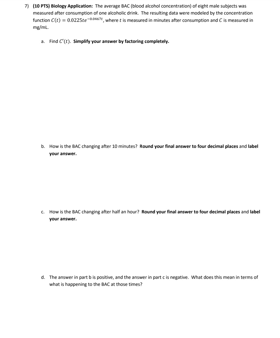 Solved 7) (10 PTS) Biology Application: The average BAC | Chegg.com