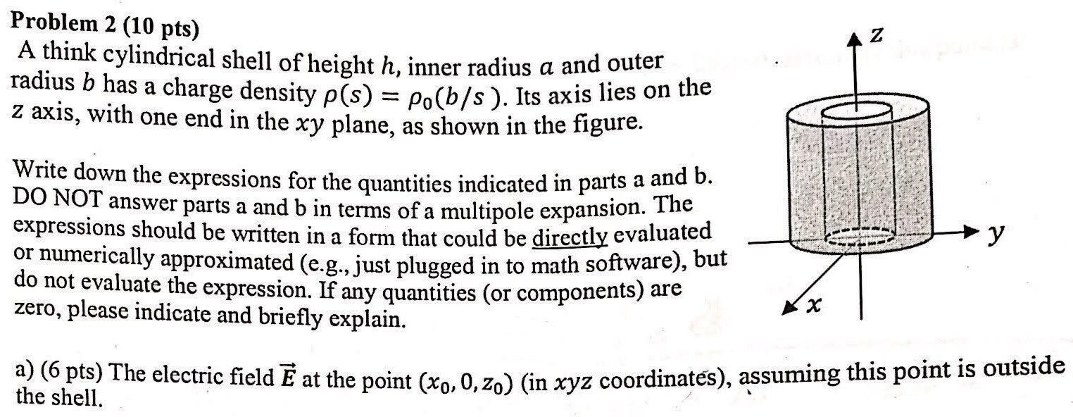 Cylindrical Shells Practice Problems Solved Problem 2 (10 pts) A think cylindrical shell of | Chegg.com