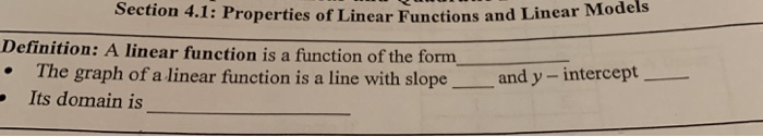 Solved Section 4.1: Properties of Linear Functions and | Chegg.com