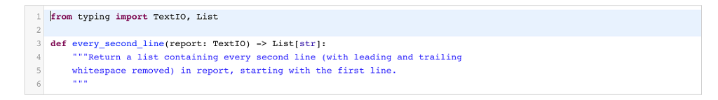 Solved 1 from typing import TextIO, List 3 def | Chegg.com